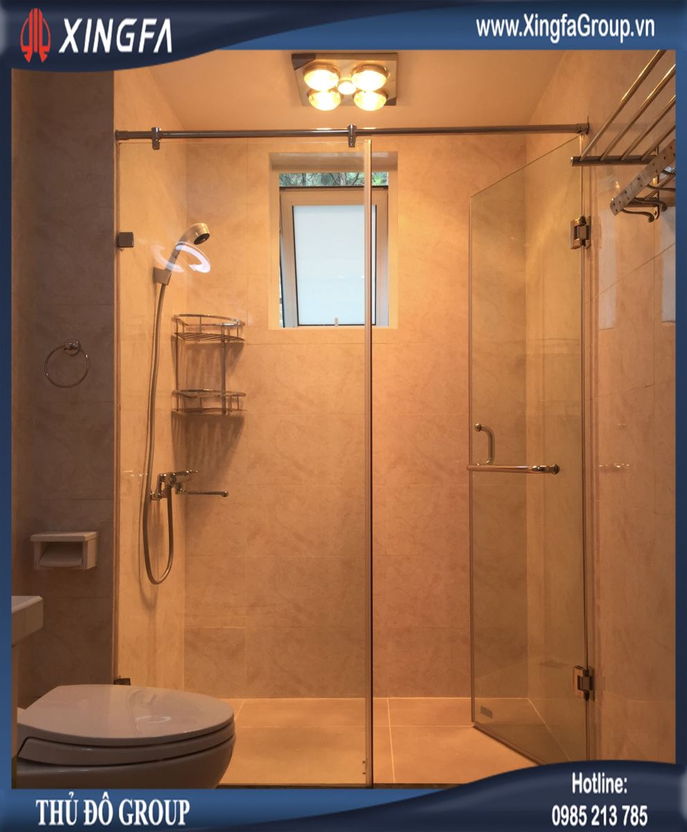 Mẫu cabin phòng tắm kính cường lực 10mm temper Hải Long Glass (thiết kế góc vuông 90 độ) - 2