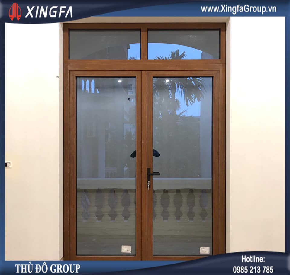 Mẫu cửa nhôm Xingfa mầu vân gỗ (cửa nhôm Xingfa giả gỗ tự nhiên) nhập khẩu chính hãng 100%