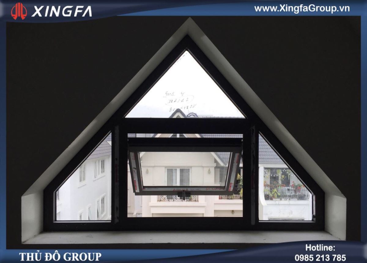 Mẫu cửa sổ nhôm Xingfa ép góc ghép nhiều cạnh & cửa sổ chớp nhôm Xingfa thông thoáng gió