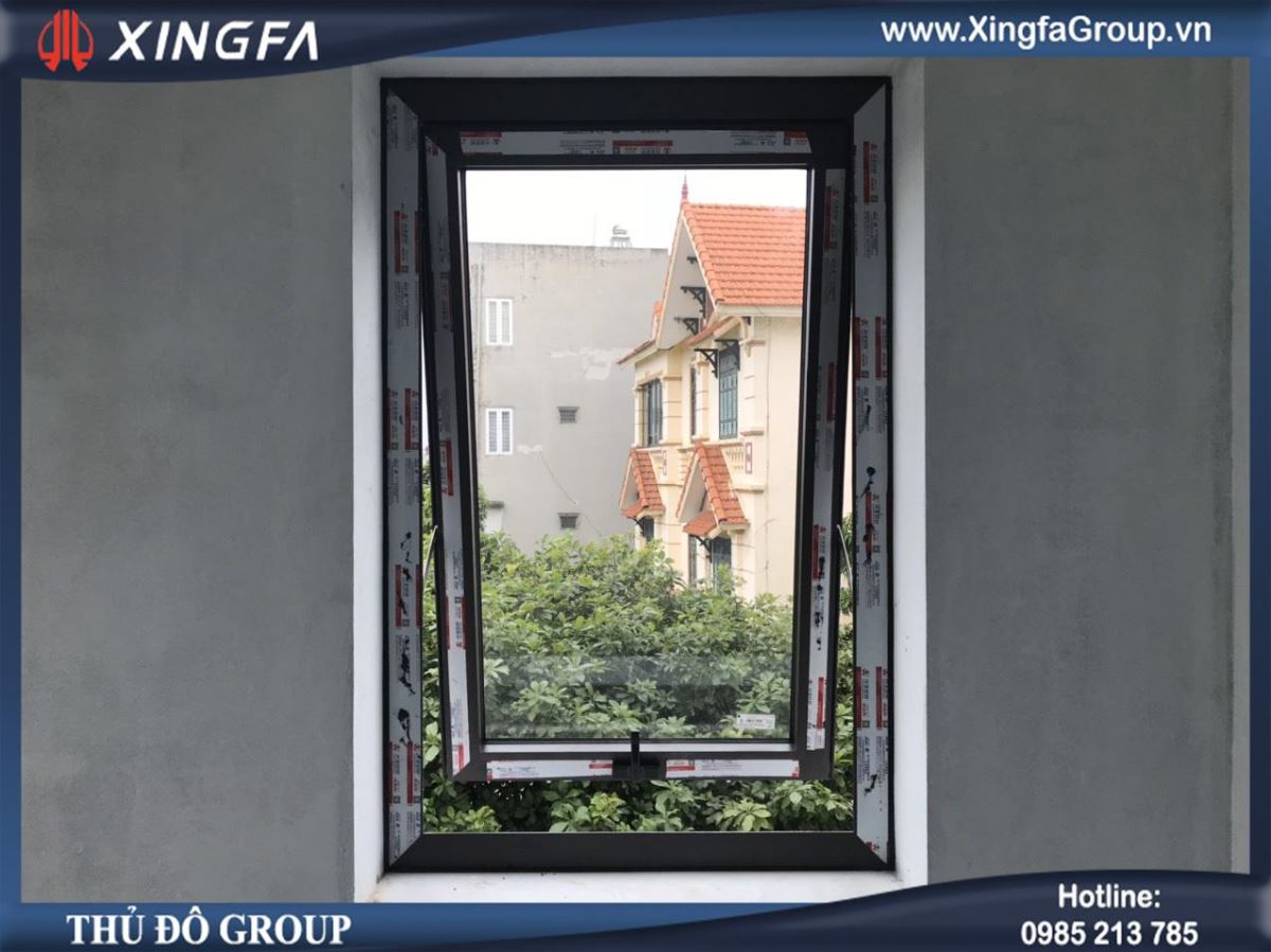 Mẫu cửa sổ nhôm Xingfa mở hất 1 cánh & mở hất 2 cánh chia thêm ô fix bên trên